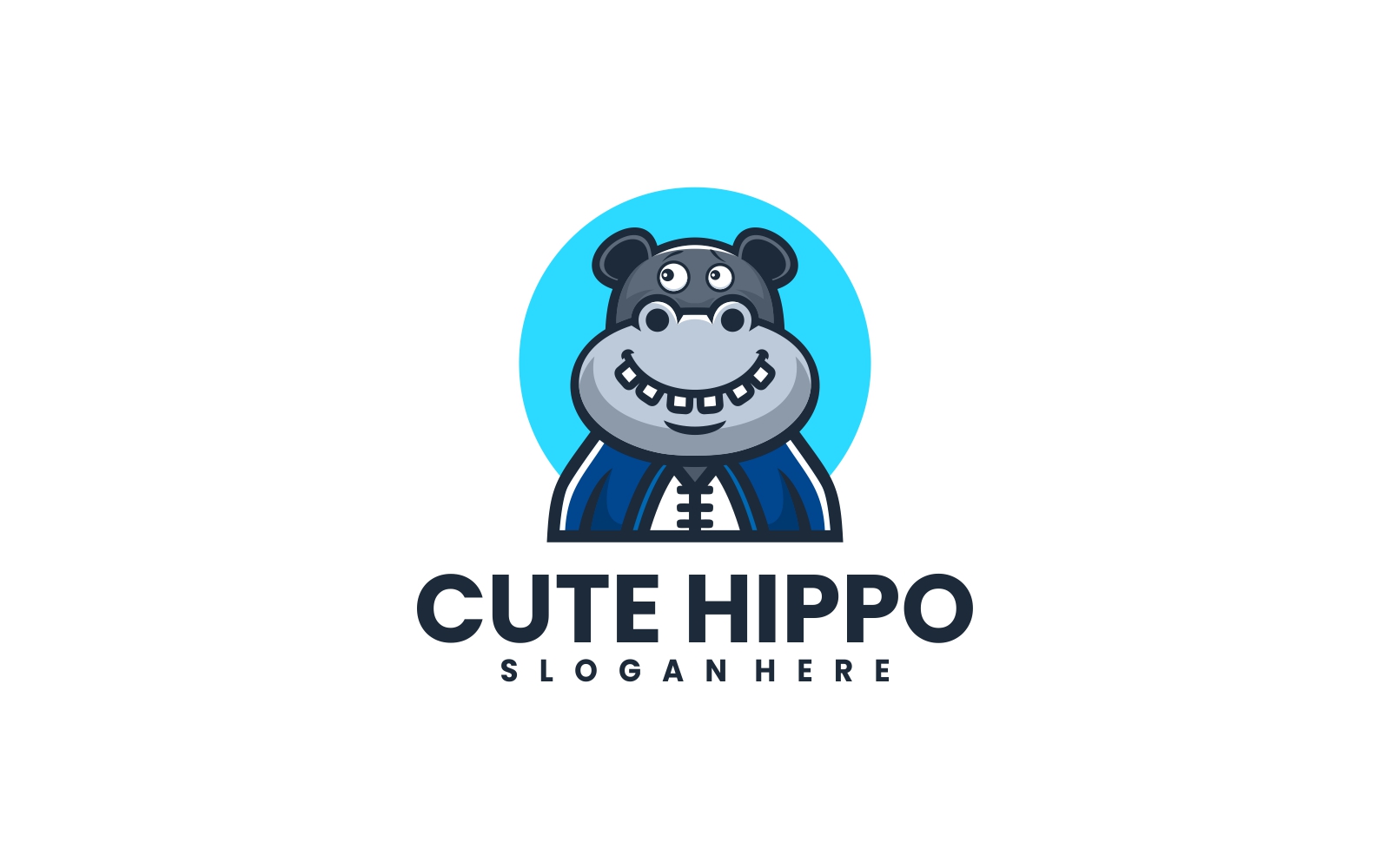 Cute Hippo Cartoon Logo Design