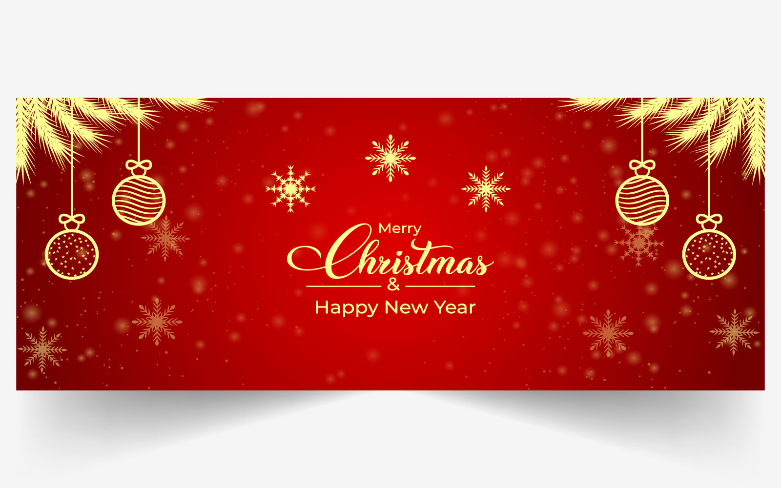 Christmas Banner with Snowflakes, Leaves