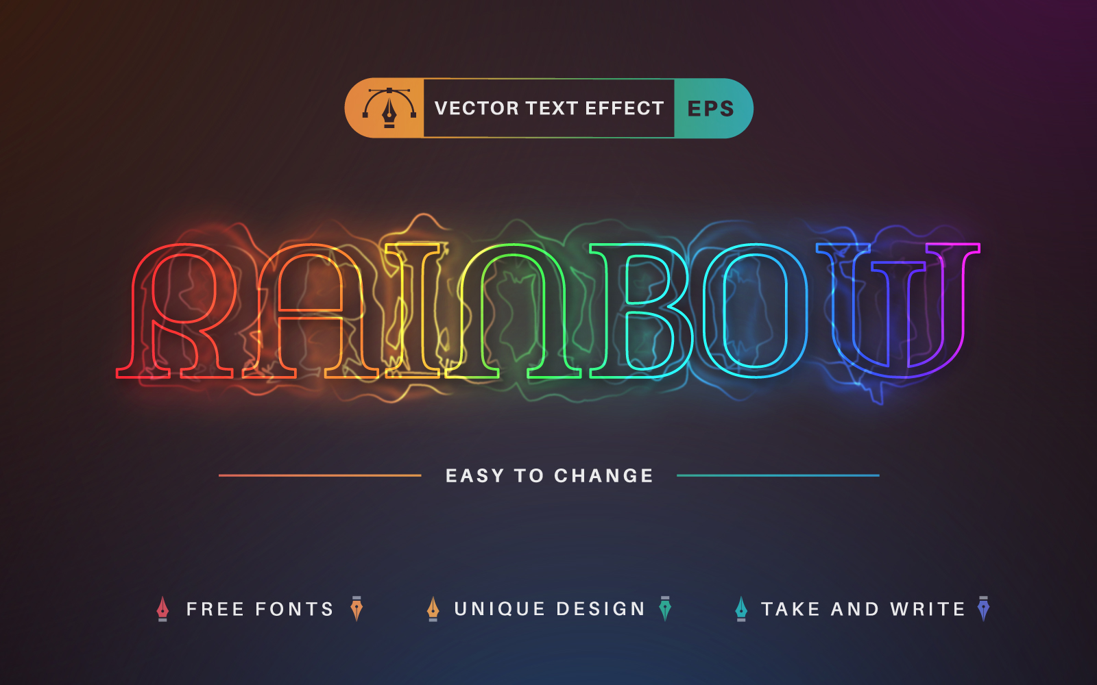 Rainbow Glow - Editable Text Effect, Font Style