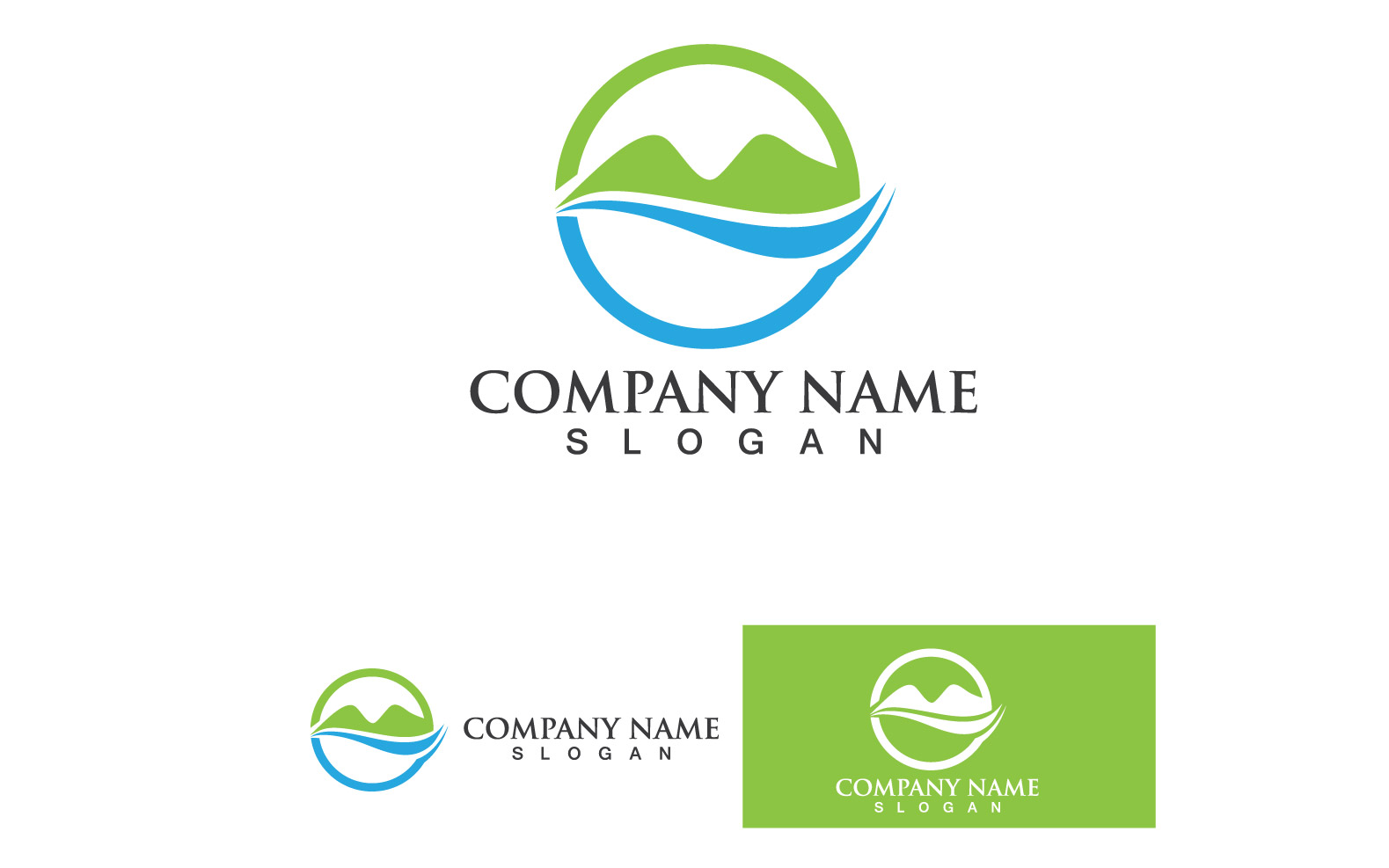 Landscape Mountain Green And Wave Logo Vector 20