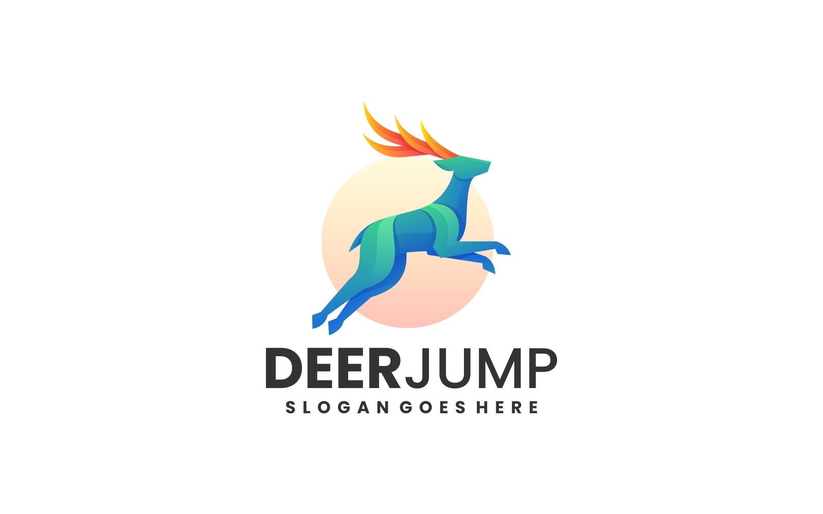 Deer Jump Gradient Colorful Logo