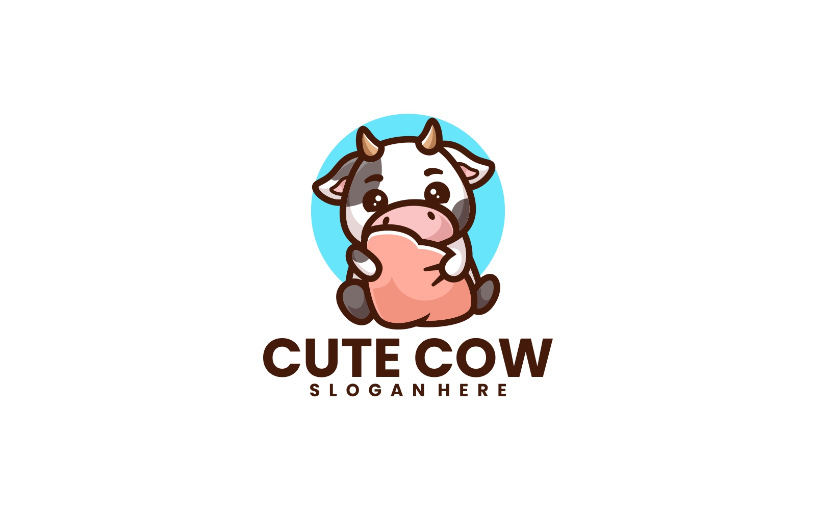 Cute Cow Mascot Logo Template