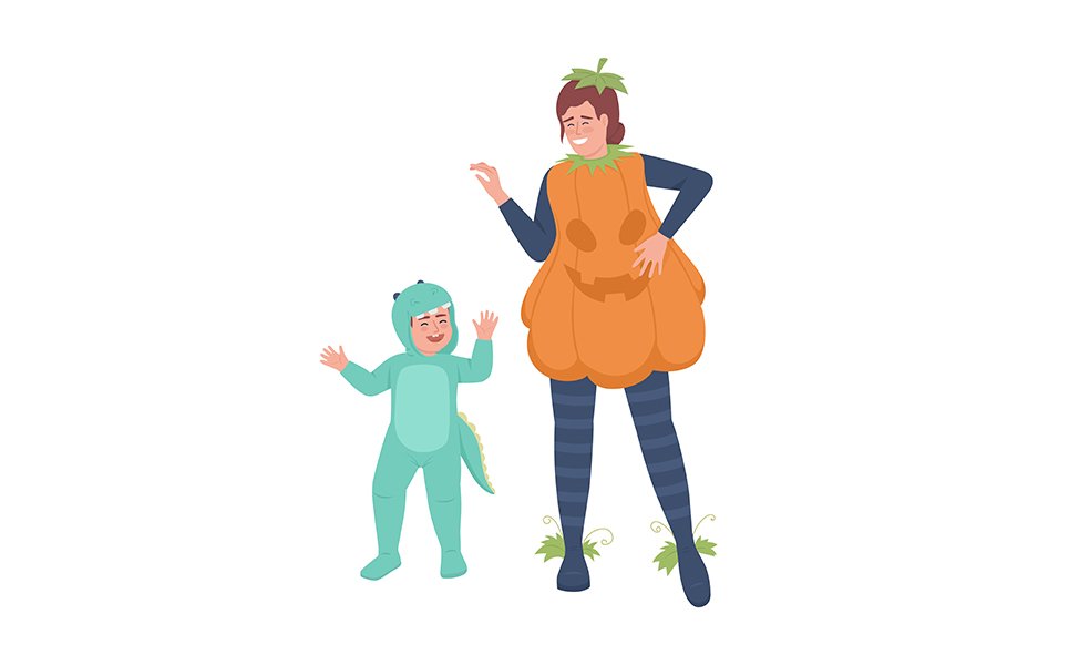 Mother and son having fun semi flat color vector characters