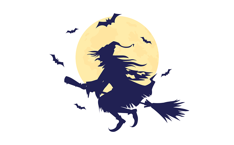 Evil witch semi flat color vector character