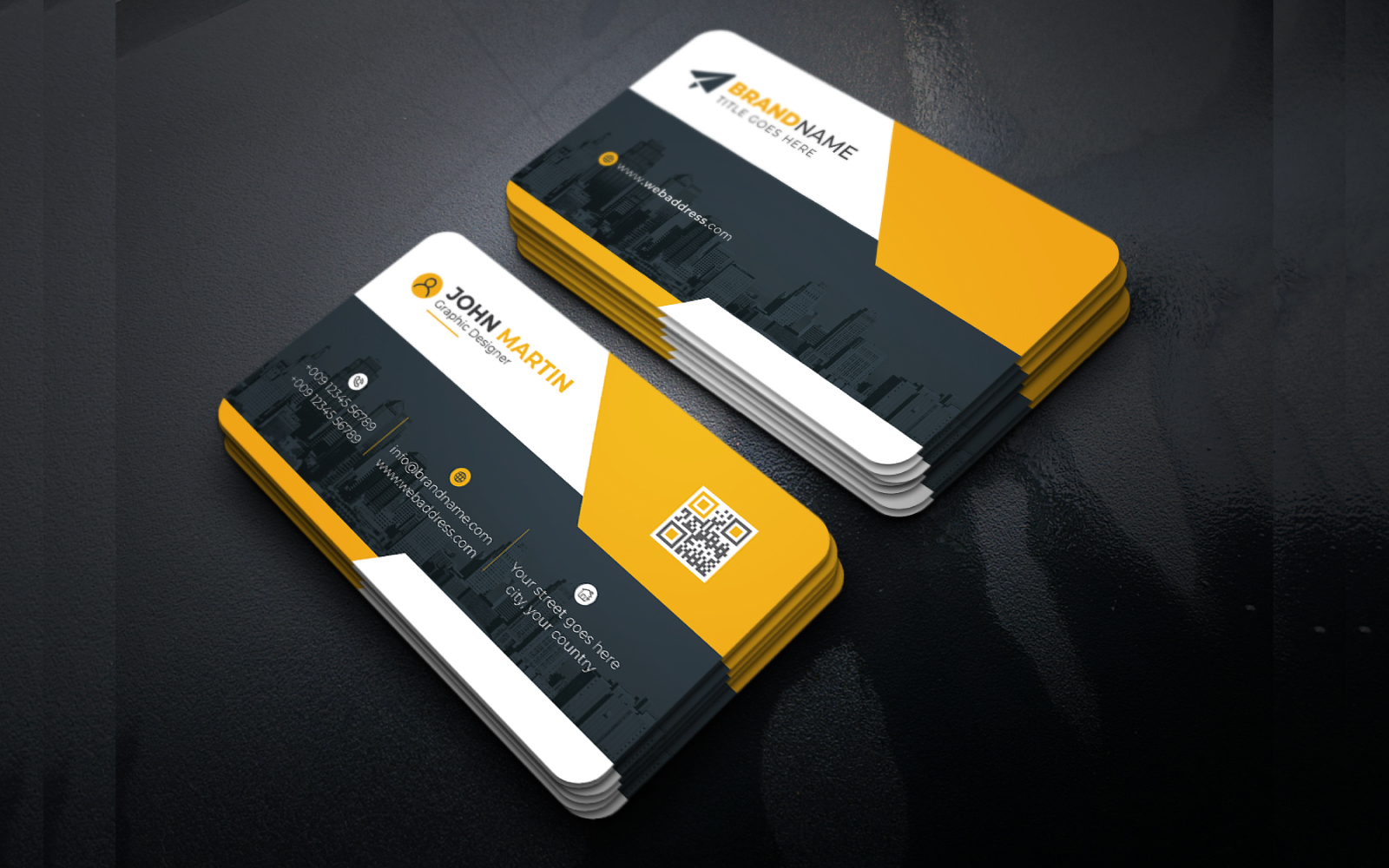 Elegane Business Card Template Clean Design with Creative Shapes