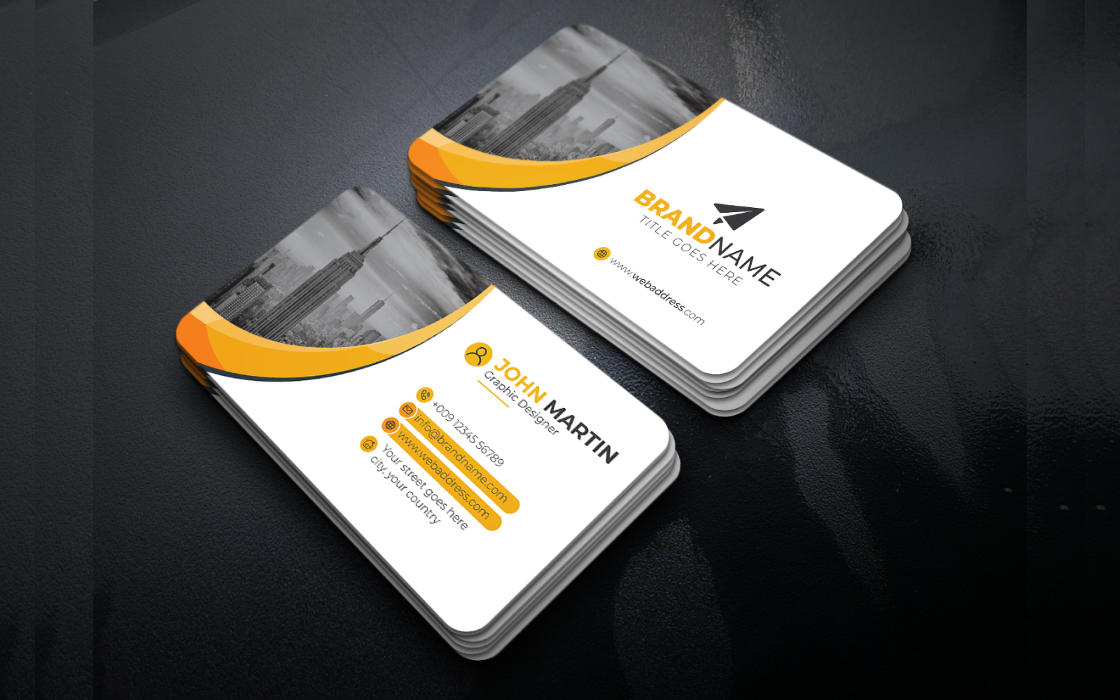 Abstract Business Card Template with Creative Shapes