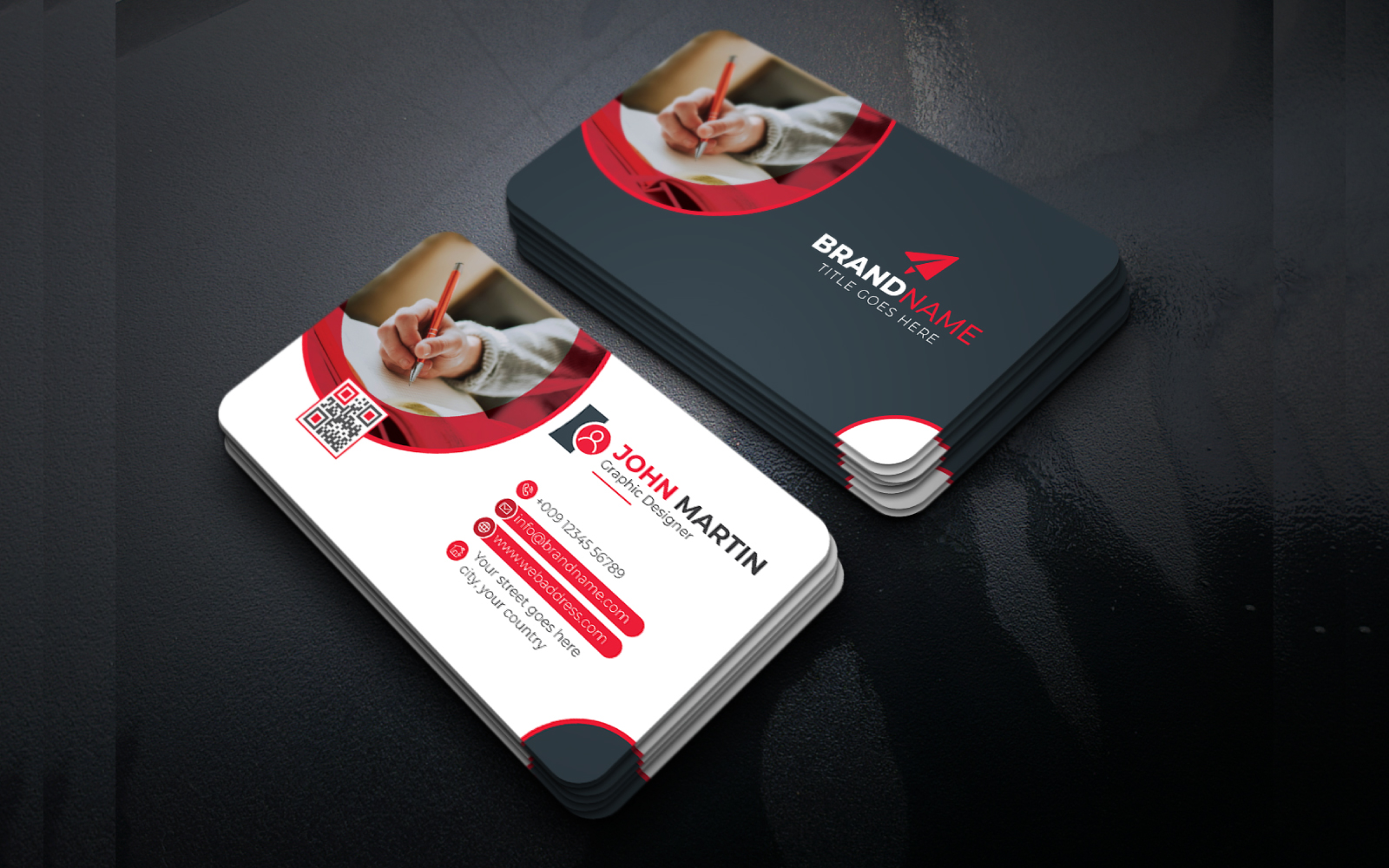 Elegant Business Card Template Layout with Round Shapes