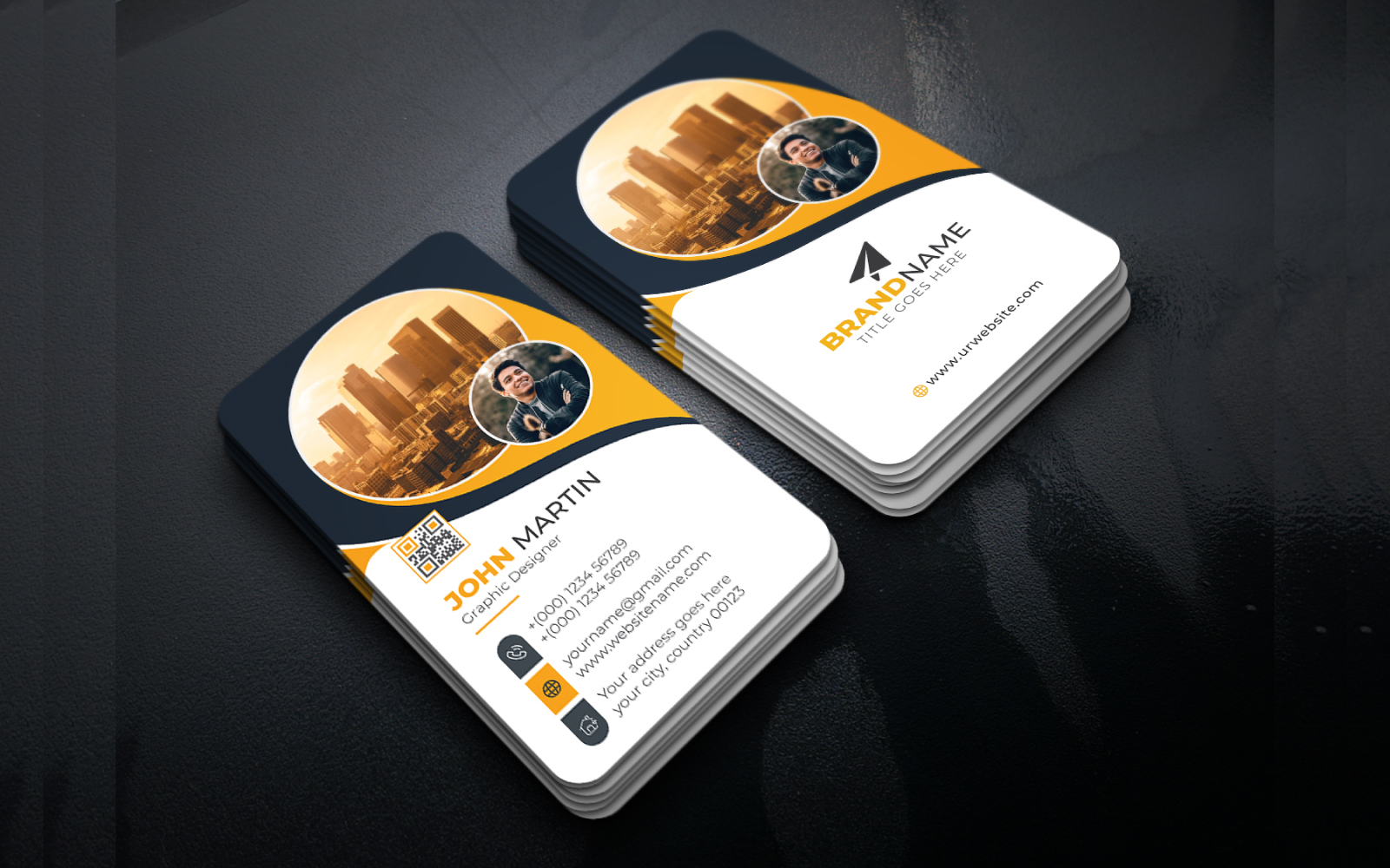 Stylish Modern Elegant Business Card Design Template with Creative Shapes and Layout