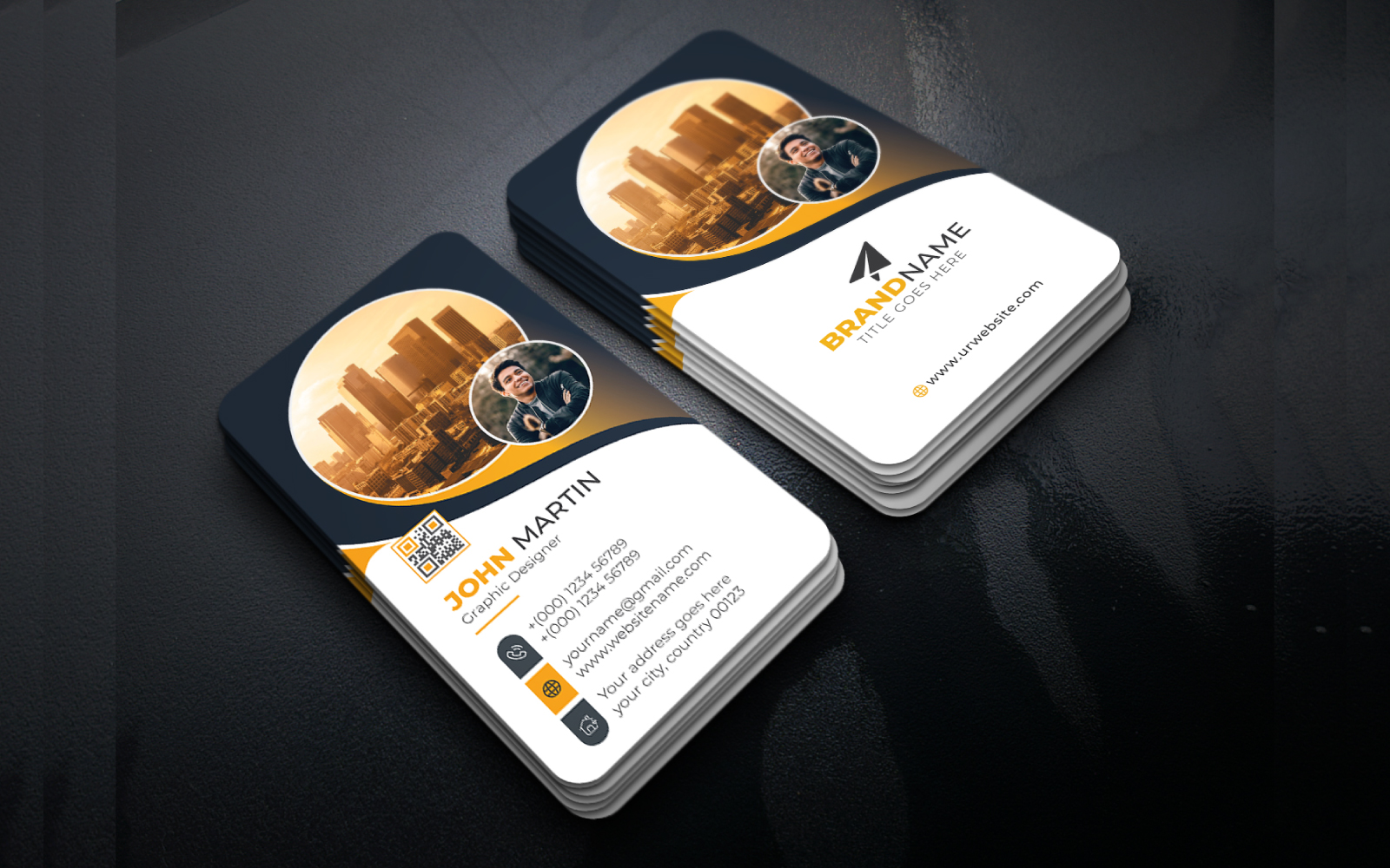 Stylish Elegant Business Card Template Clean Design with Creative Shapes and Idea