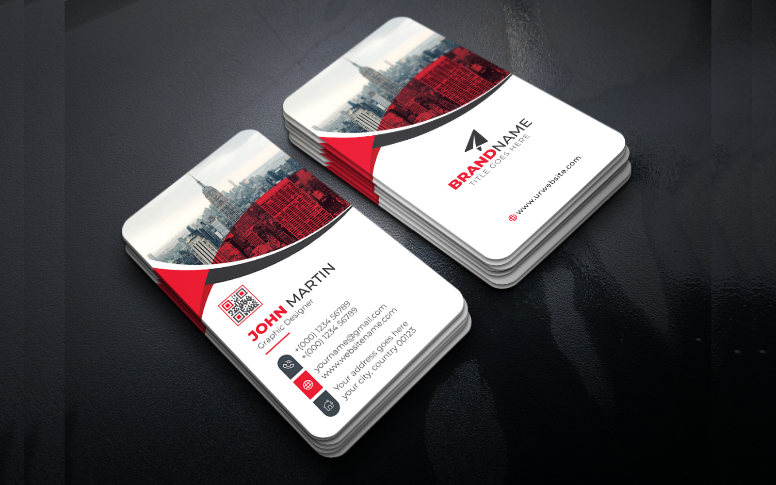 Creative Unique Business Card Template Layout with Red Blue Yellow and Green Color