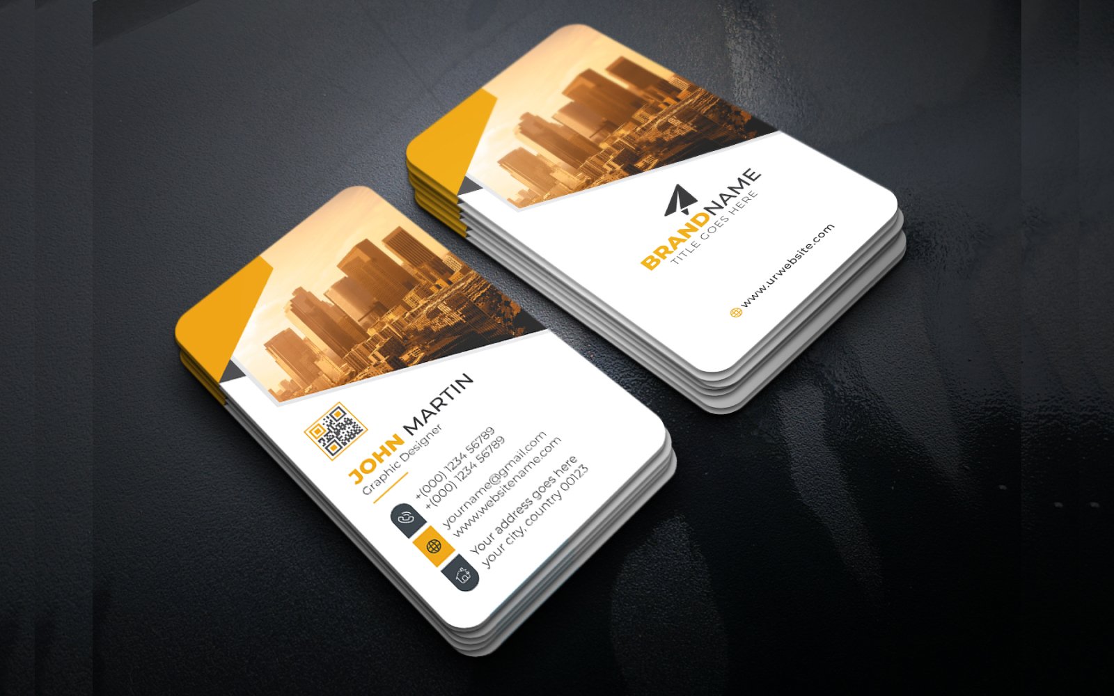 Business Card or Visiting Card Design Template with Abstract Shapes