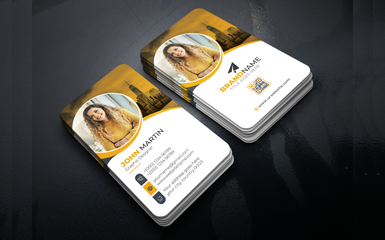 Business Card Template with Creative Shapes and Unique Design