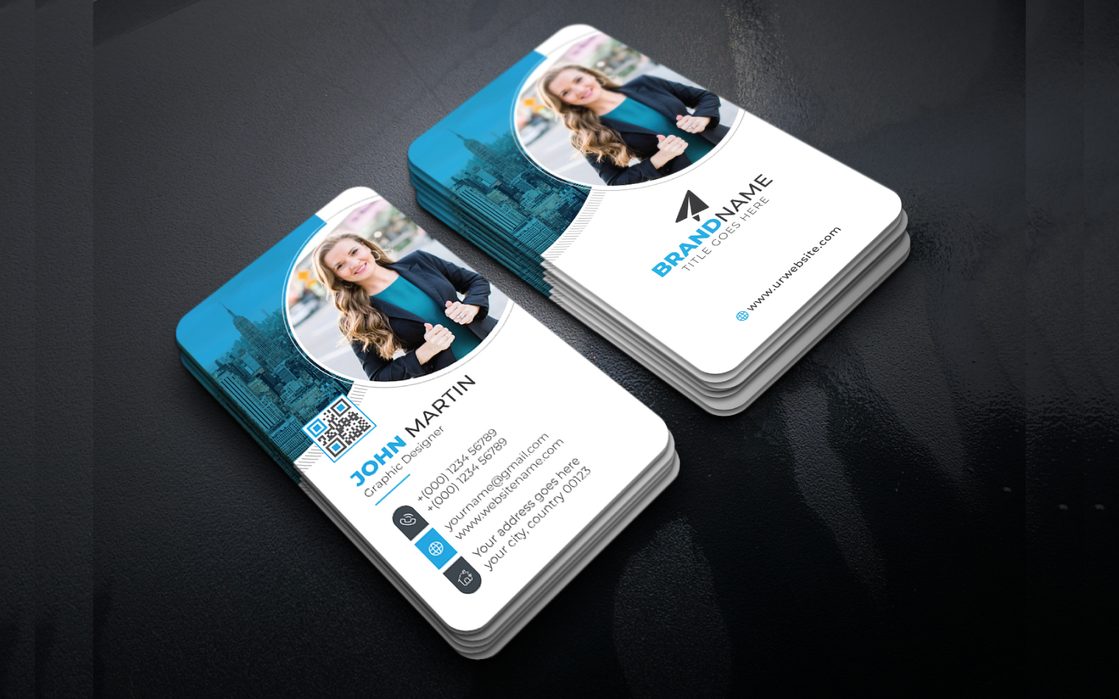 Stylish Modern Unique Business Card Design Template Layout with Creative Shapes