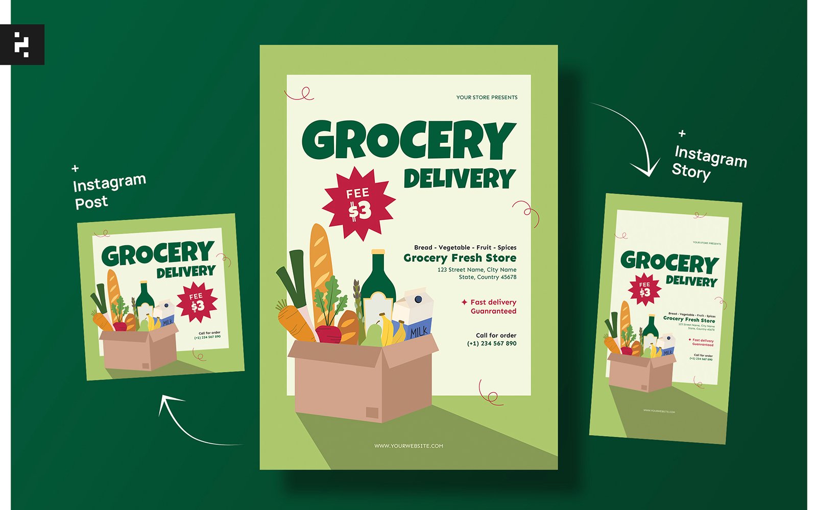 Grocery Delivery Flyer Template