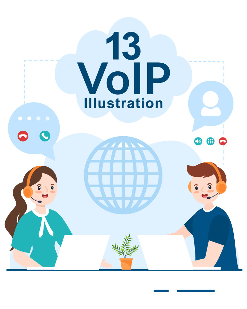 13 VOIP or Voice Over Internet Protocol Illustration