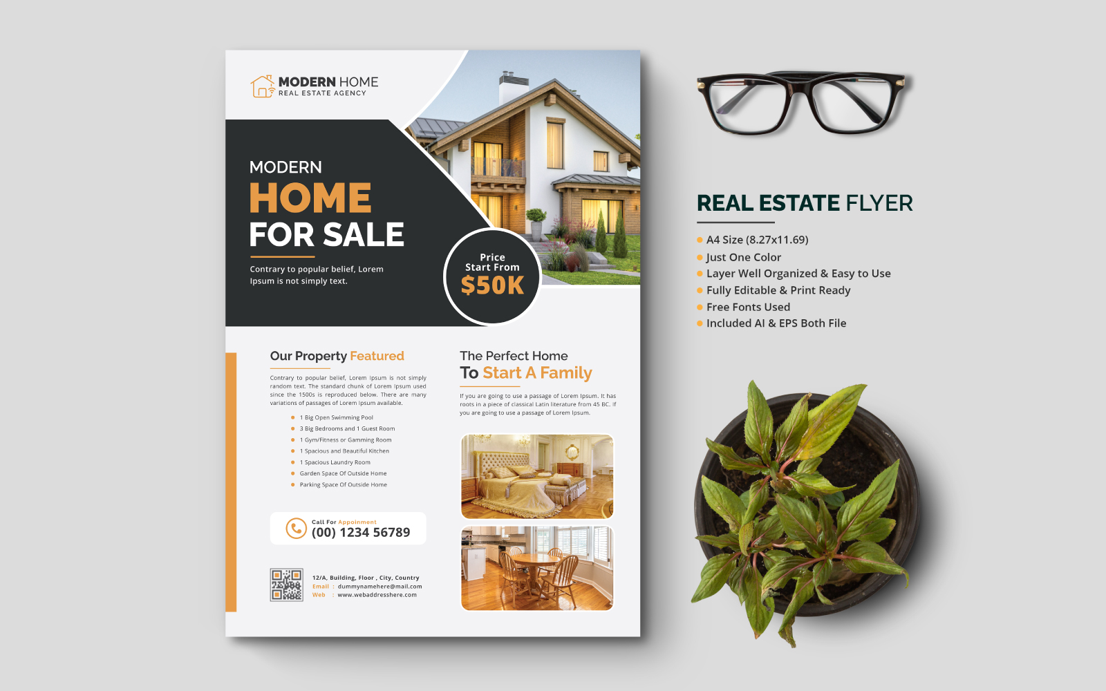 Minimalist Real Estate Flyer Template Design