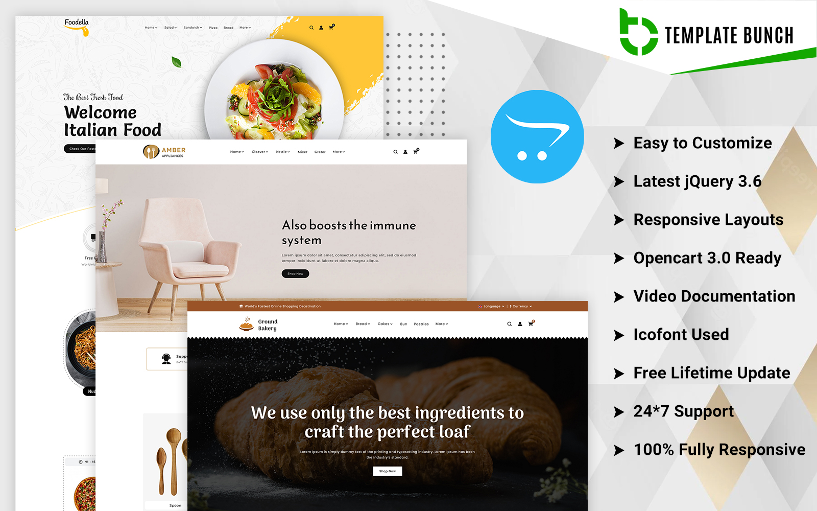Amber - Home and Bakery with Food - Responsive Opencart 3.0.3.9 Ecommerce theme