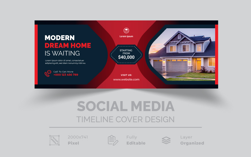 Real Estate Red Black Social Media Timeline Cover