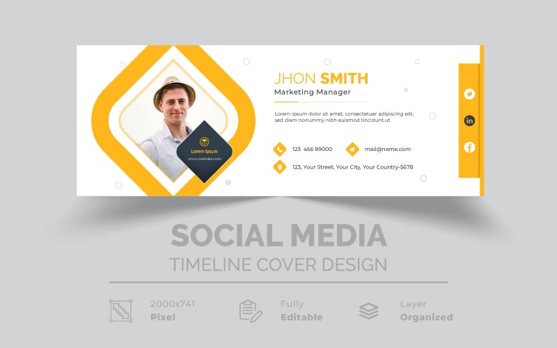 Corporate Yellow Email Signature Template | Email Footer Social Media Cover