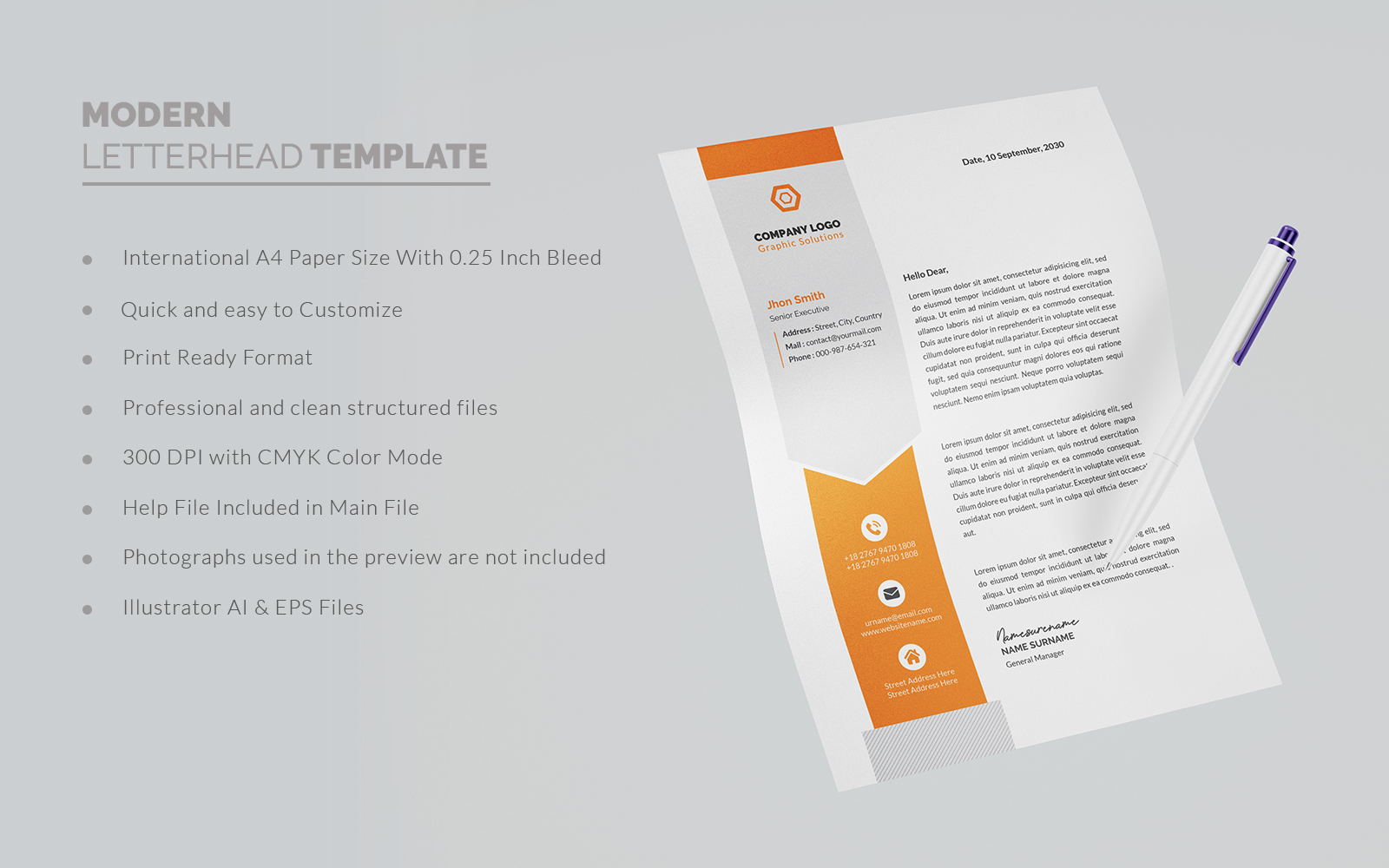 Letterhead - Modern & Clean Corporate Identity Template