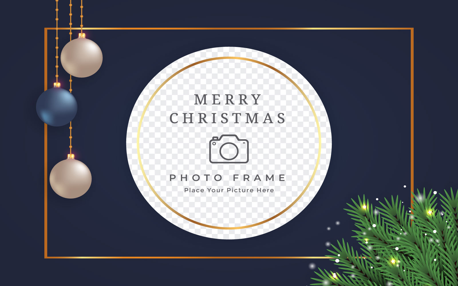 Christmas Photo Frame with Blue Balls