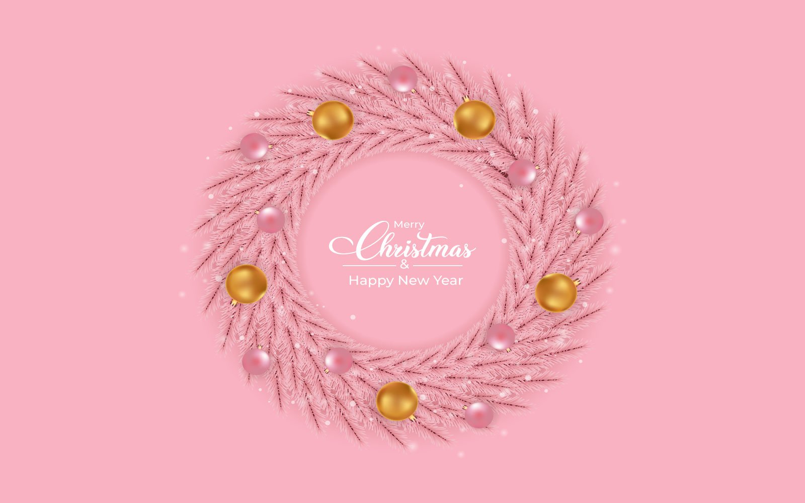 Christmas Pink Wreath with Golden Ball