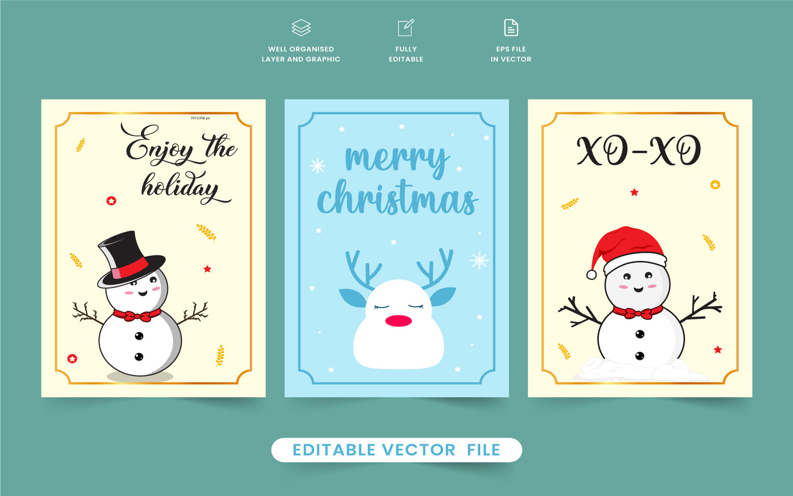 Xmas greeting card collection vector