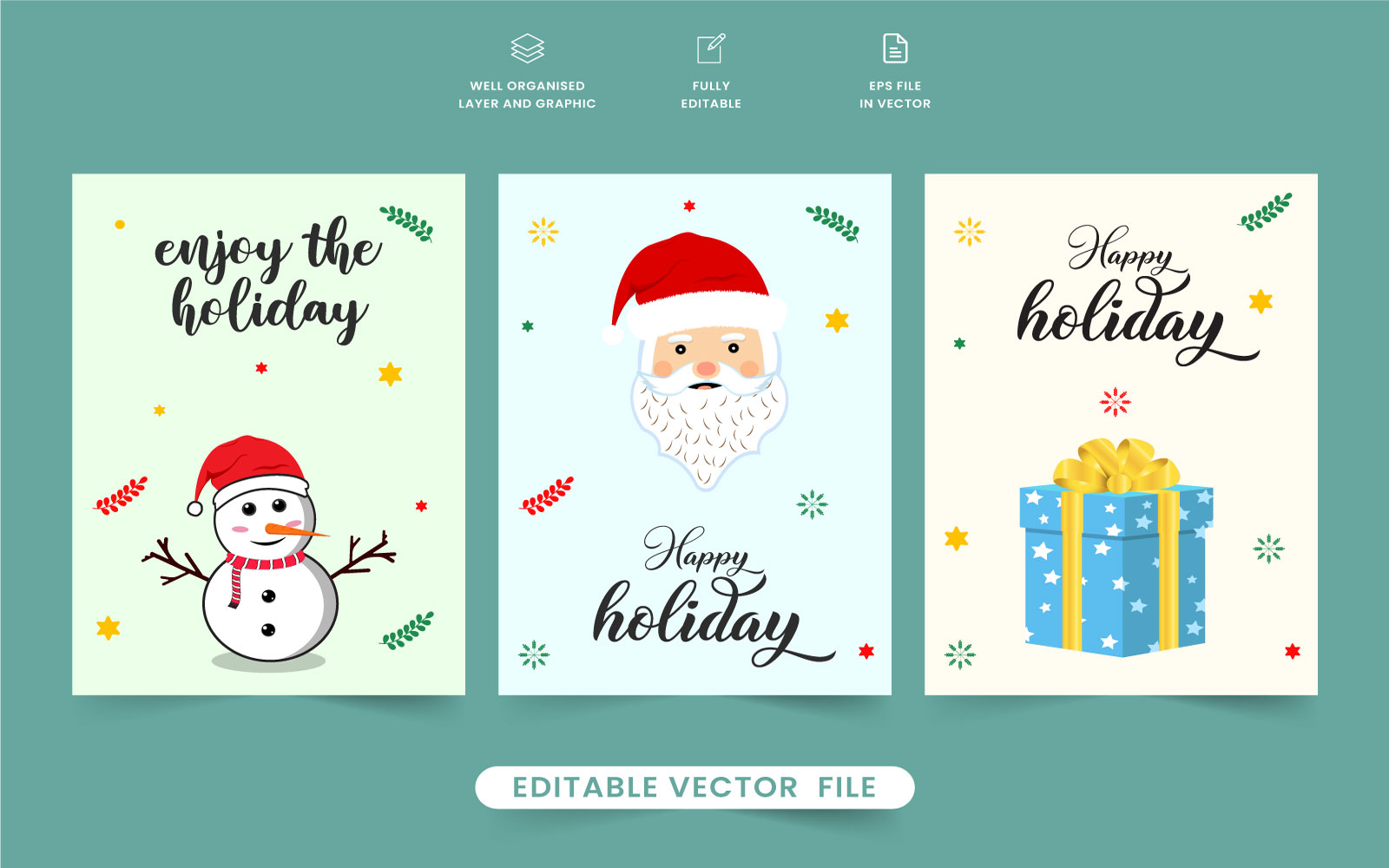 Christmas gift card template bundle