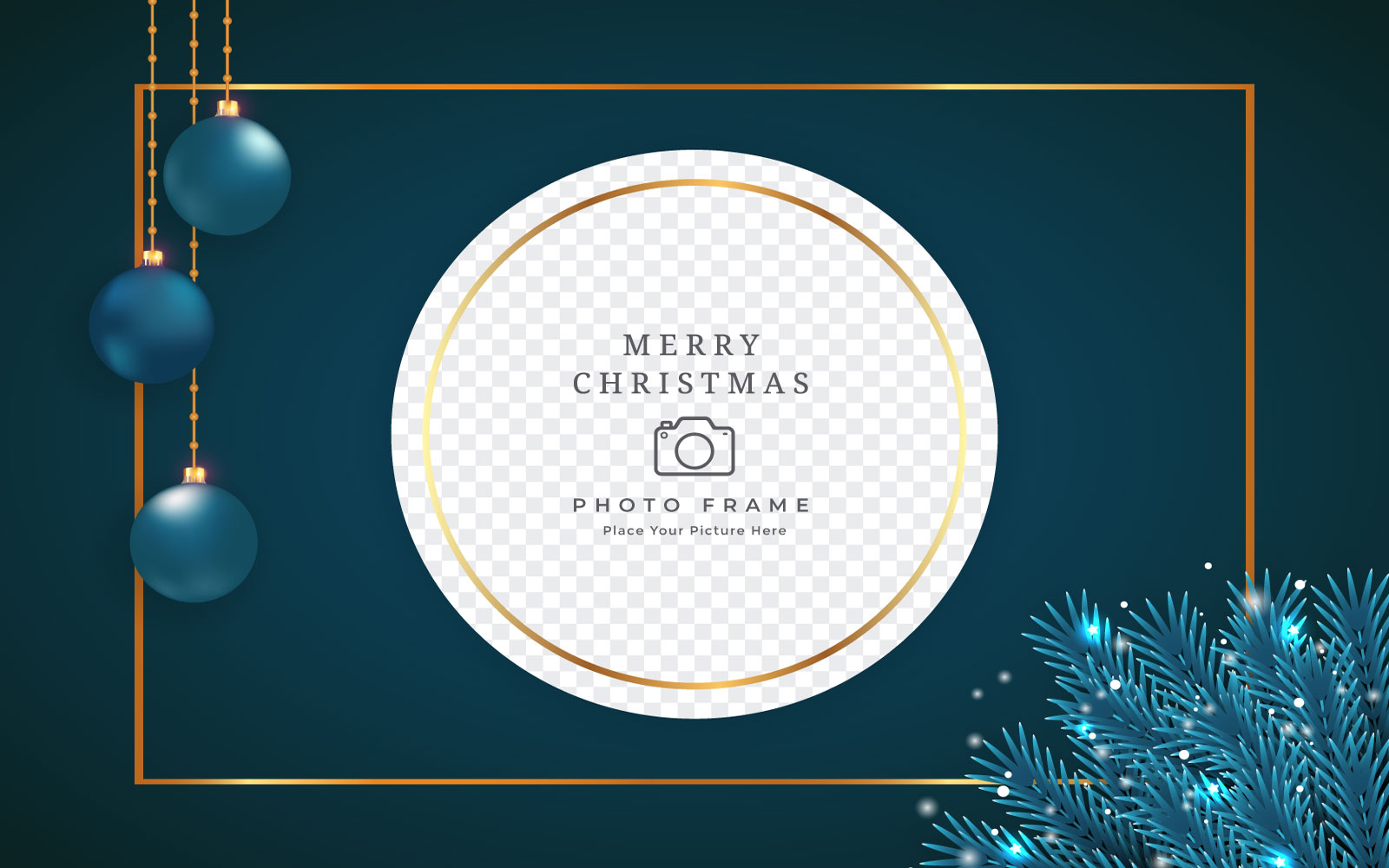 Christmas Photo Frame Blue Ornaments