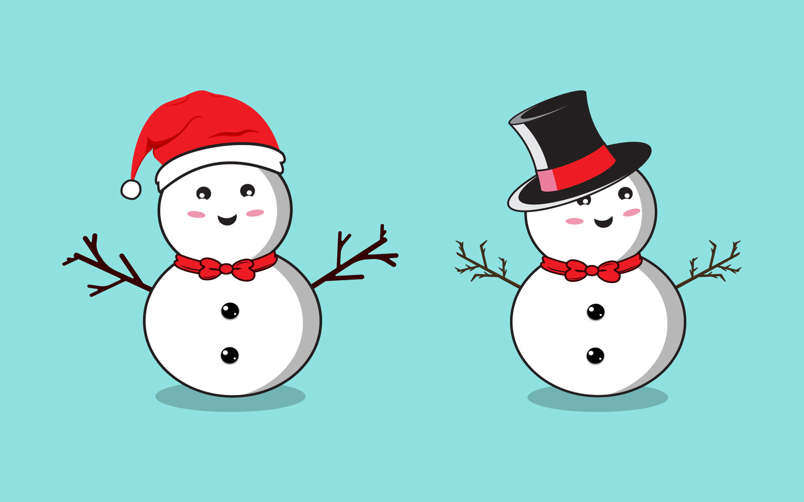 Christmas Flat Snowman Blue Background