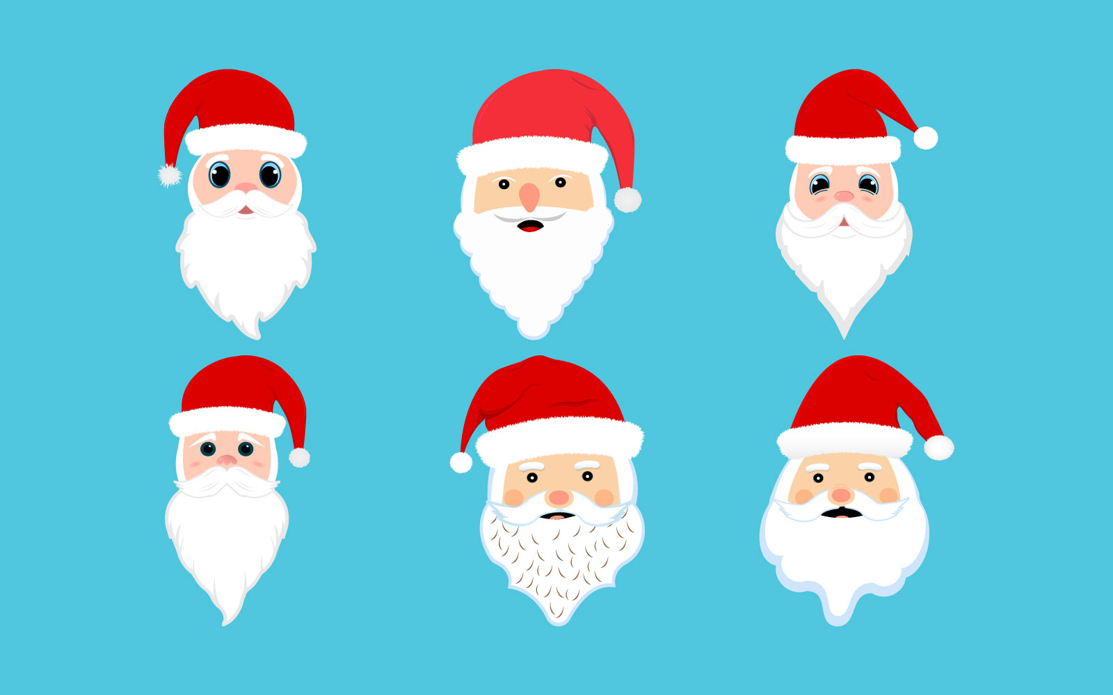 Christmas Santa Face Vector Collection