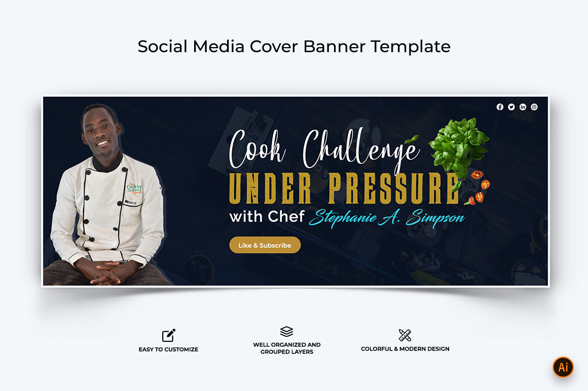 Chef Cooking Facebook Cover Banner Design-02