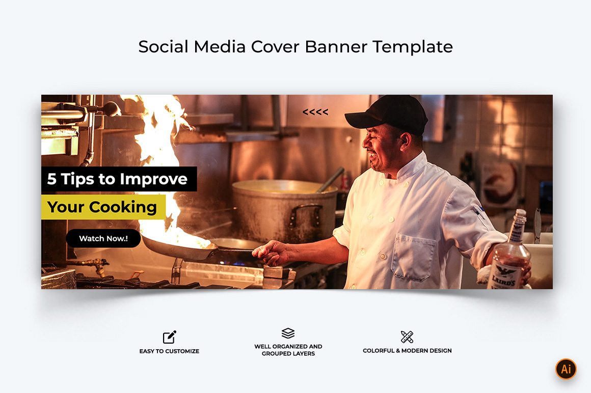 Chef Cooking Facebook Cover Banner Design-03