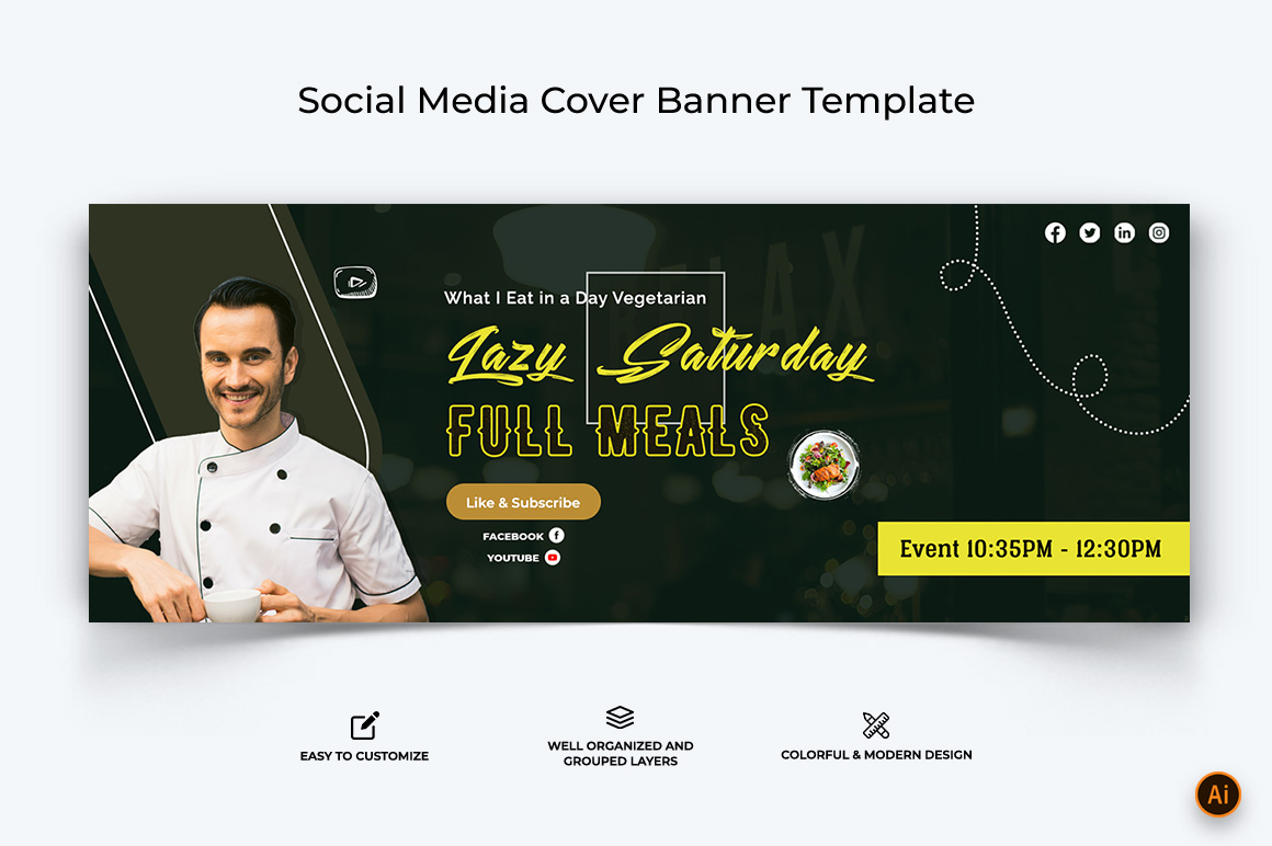 Chef Cooking Facebook Cover Banner Design-06