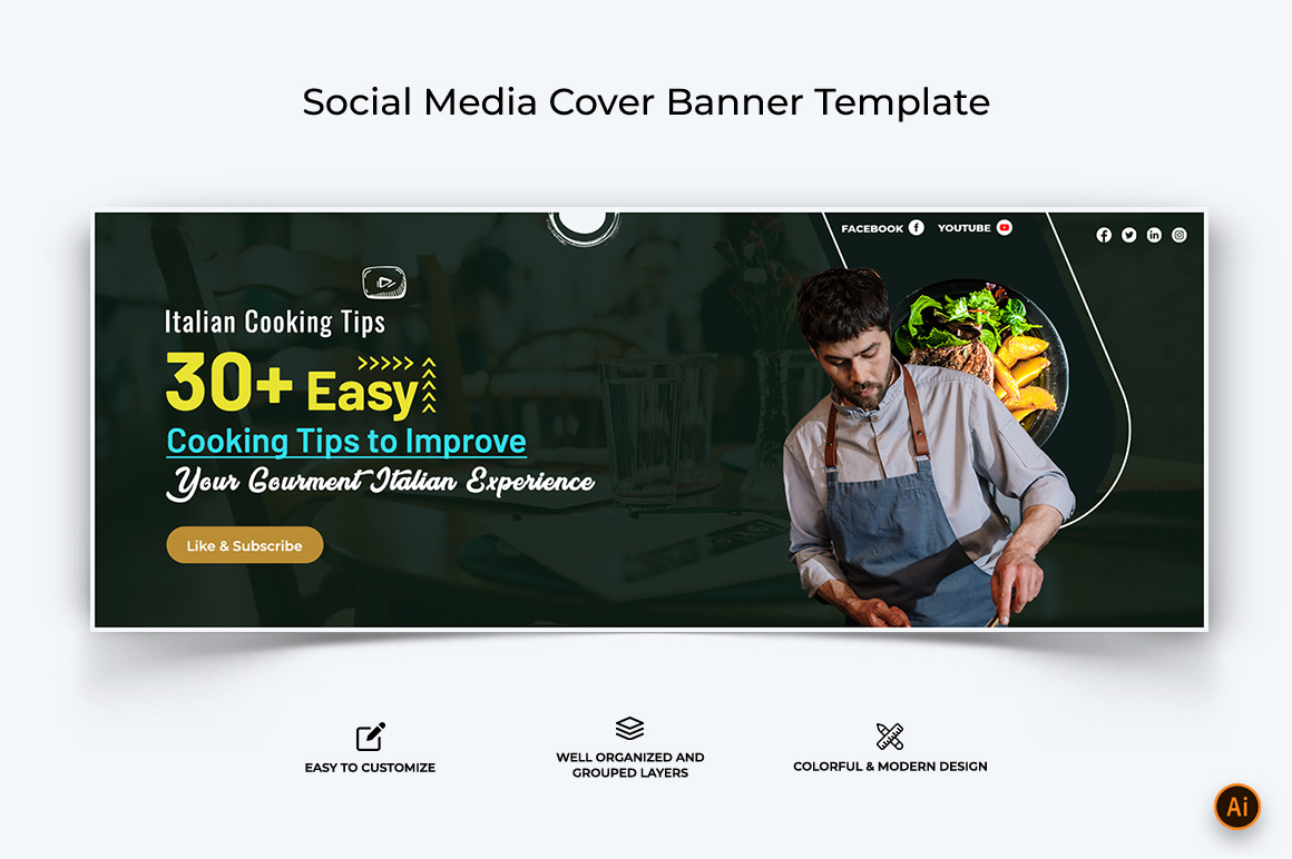 Chef Cooking Facebook Cover Banner Design-08