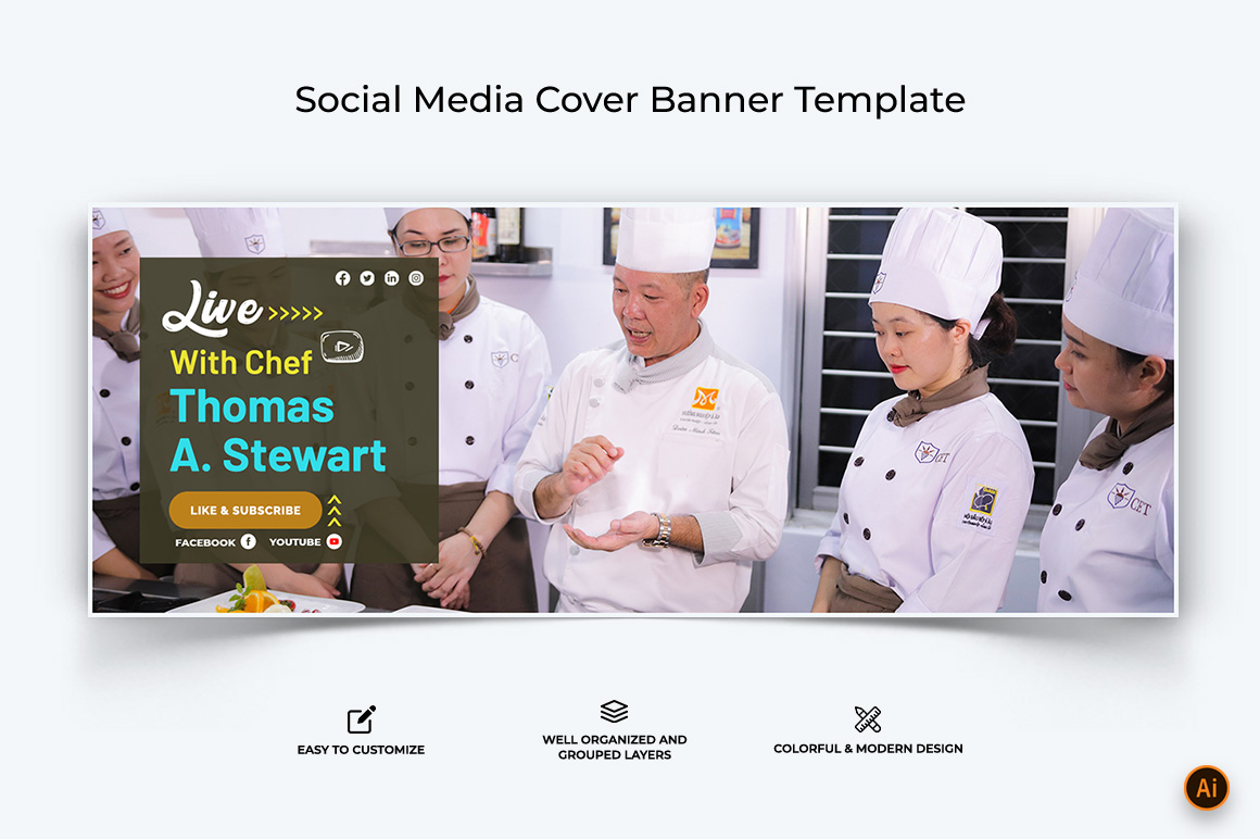 Chef Cooking Facebook Cover Banner Design-09