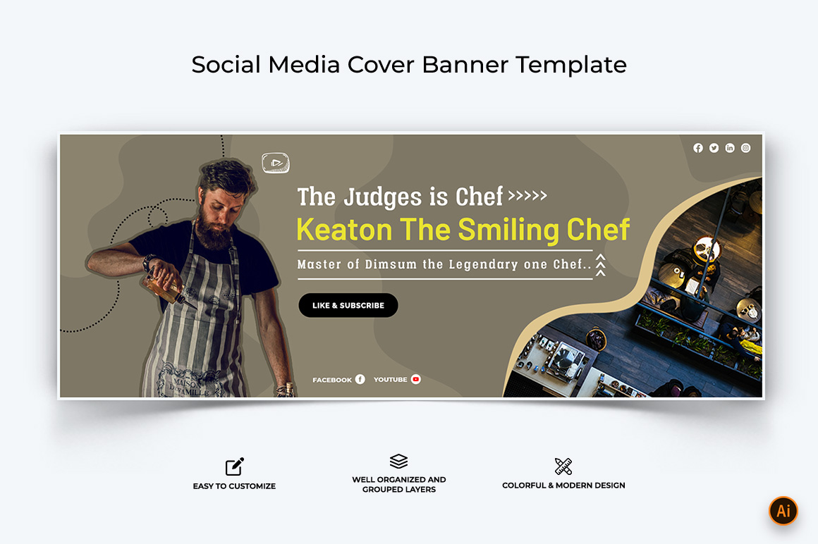 Chef Cooking Facebook Cover Banner Design-10