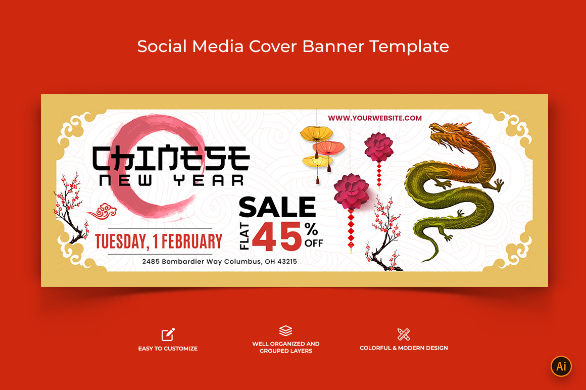 Chinese NewYear Facebook Cover Banner Design-10