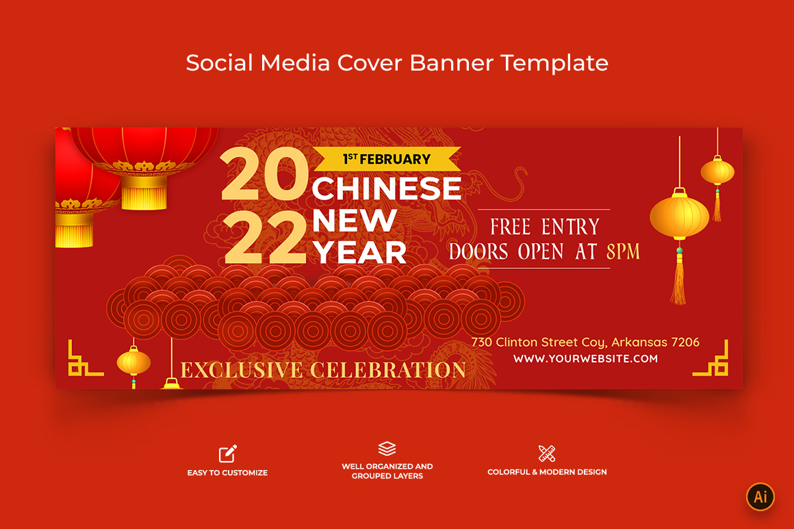 Chinese NewYear Facebook Cover Banner Design-11