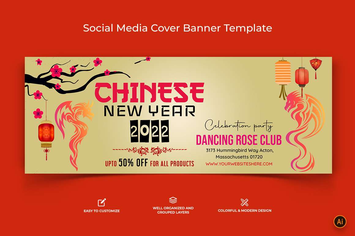 Chinese NewYear Facebook Cover Banner Design-12