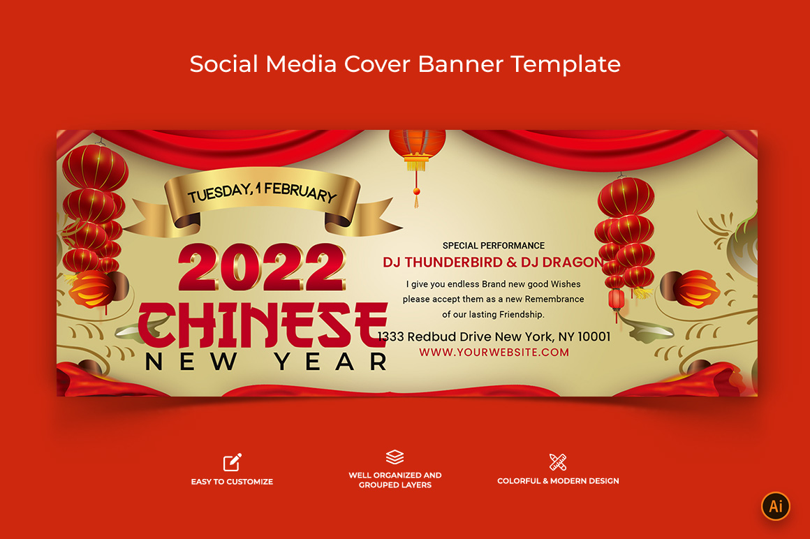 Chinese NewYear Facebook Cover Banner Design-16