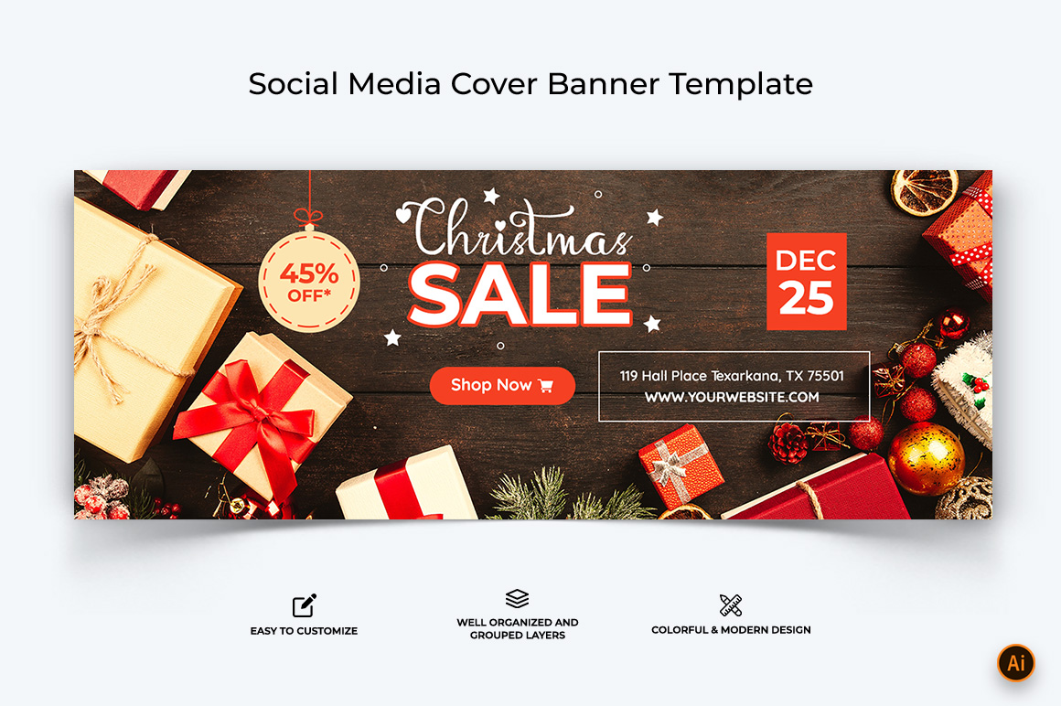 Christmas Sale Facebook Cover Banner Design-02