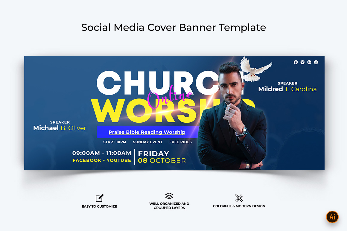 Church Speech Facebook Cover Banner Design-27