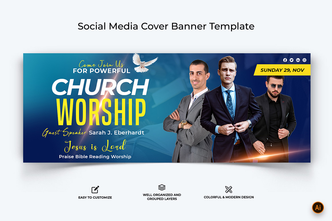 Church Speech Facebook Cover Banner Design-34