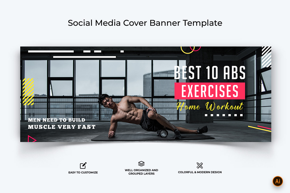 Gym and Fitness Facebook Cover Banner Design-02