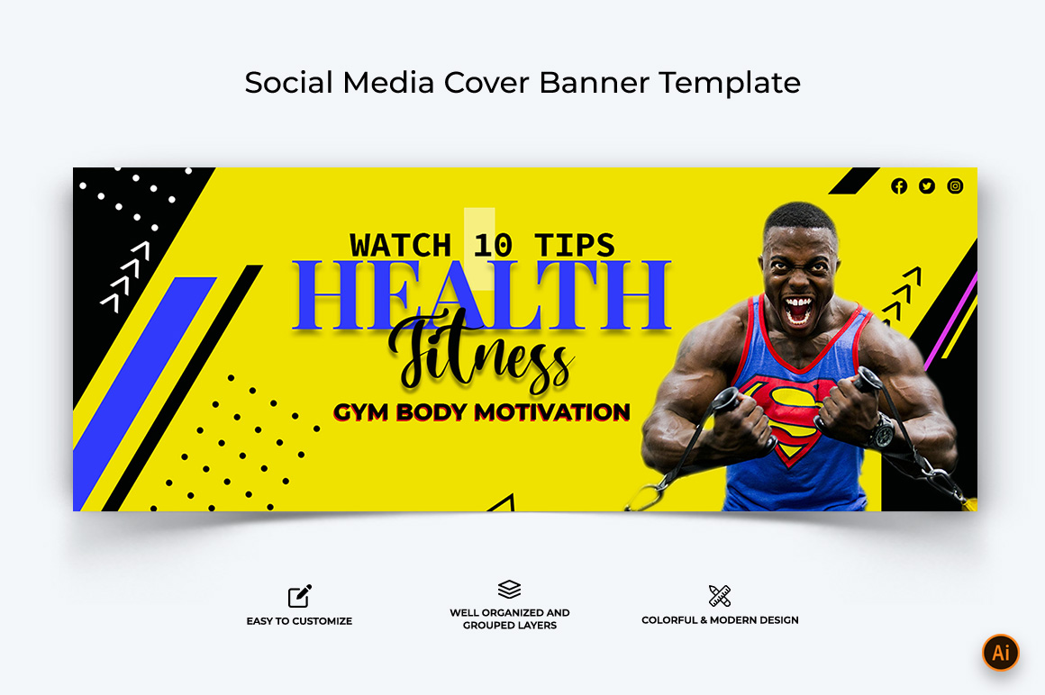 Gym and Fitness Facebook Cover Banner Design-04