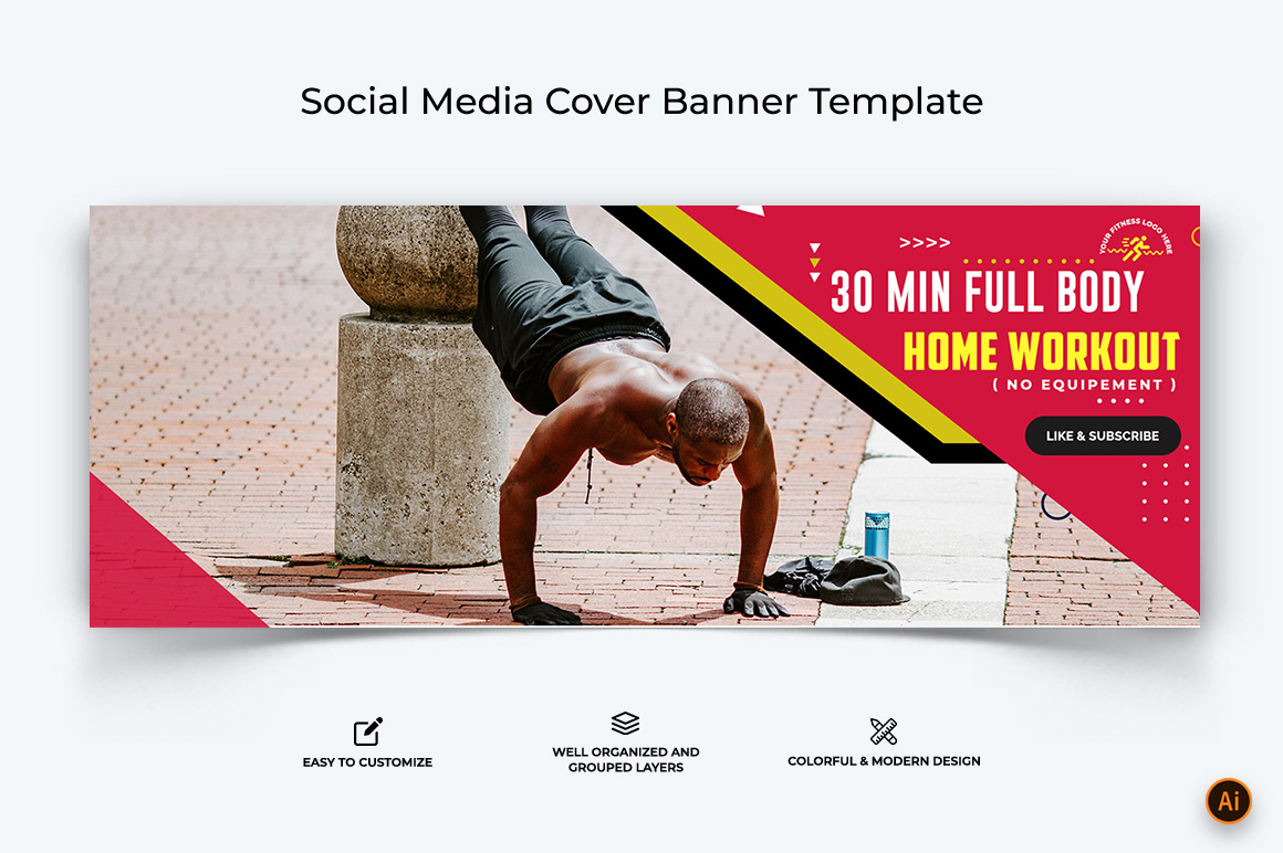 Gym and Fitness Facebook Cover Banner Design-09