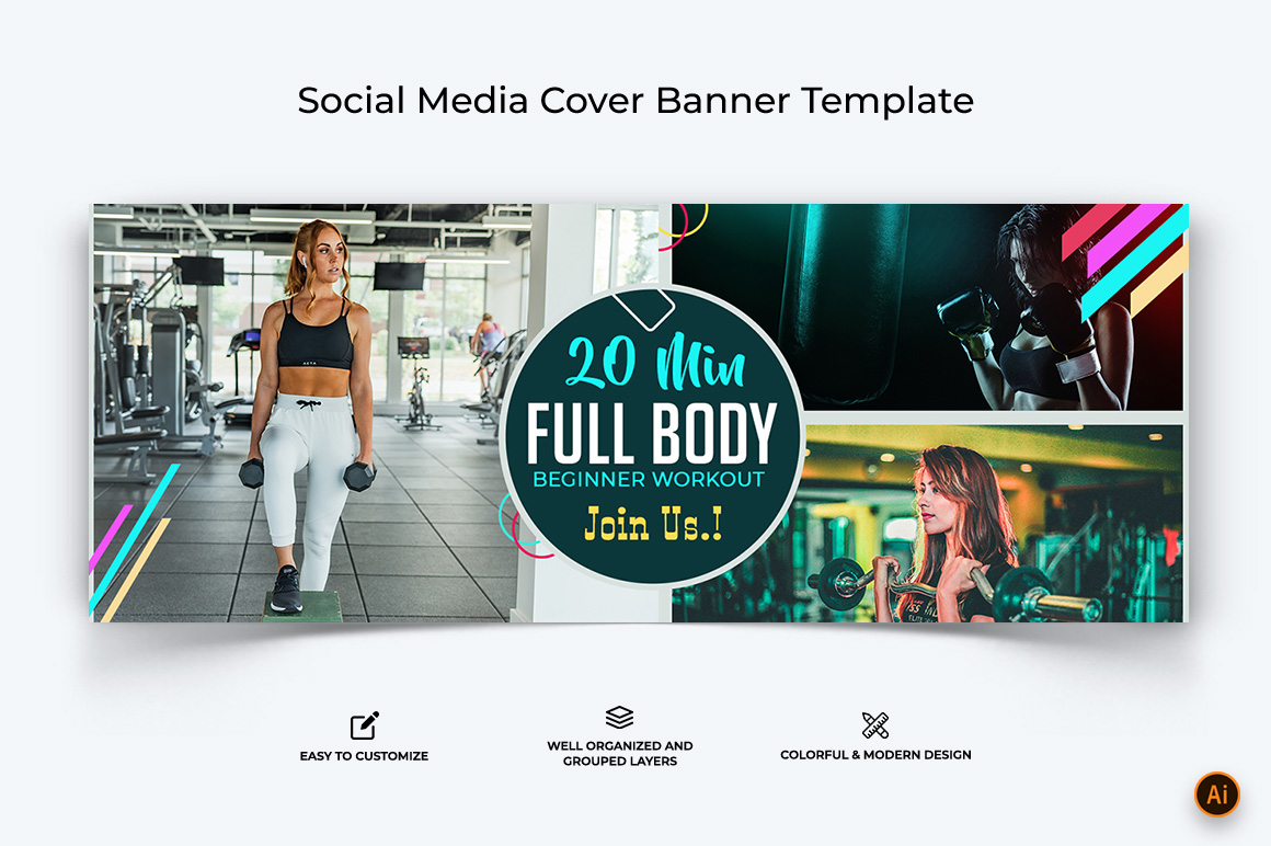 Gym and Fitness Facebook Cover Banner Design-01