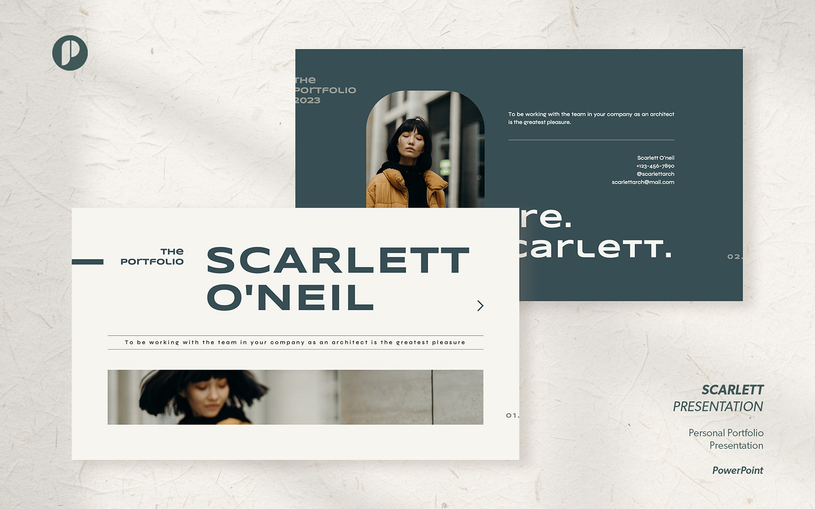 Scarlett – Emerald White Minimalist Personal Portfolio Presentation