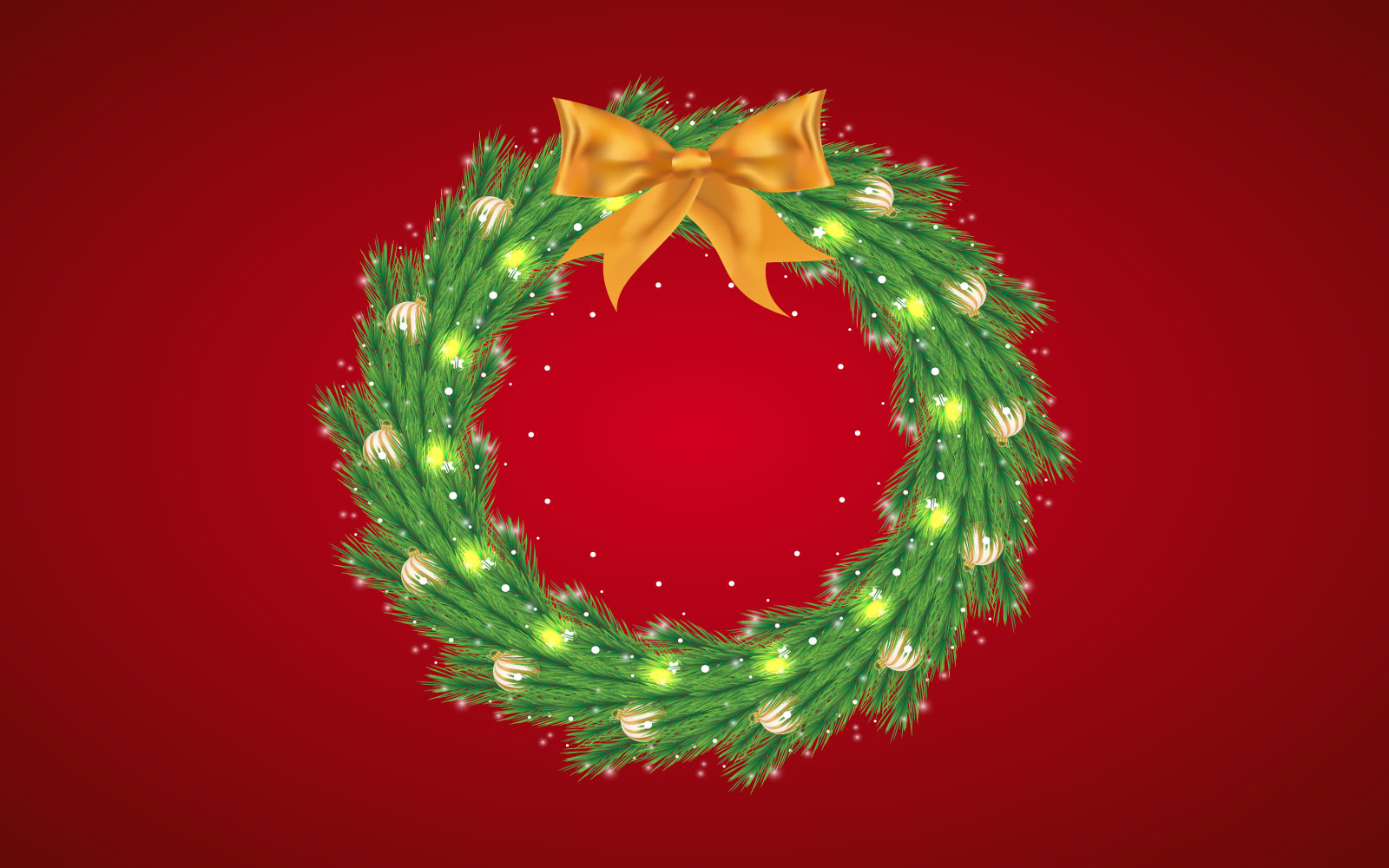 Christmas Green Wreath, Golden Ribbon